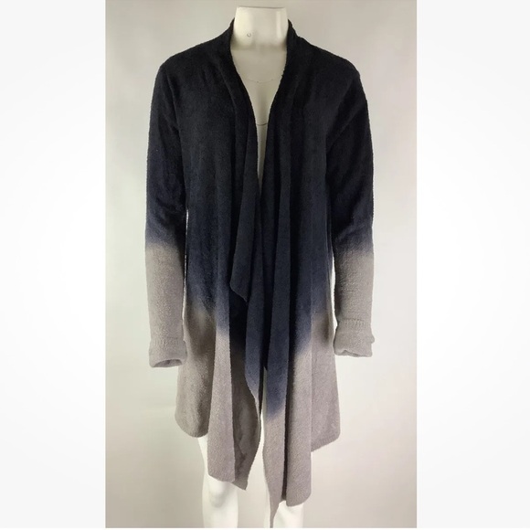 Barefoot Dreams Sz L/XL Cozychic Lite Calypso Wrap Cardigan Ombre Black Rayon - Picture 1 of 6